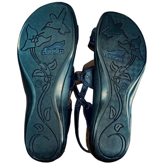Dansko Jovie Blue Patent Leather Strappy Sandals Slingback Women's Size 7.5 - Picture 5 of 7